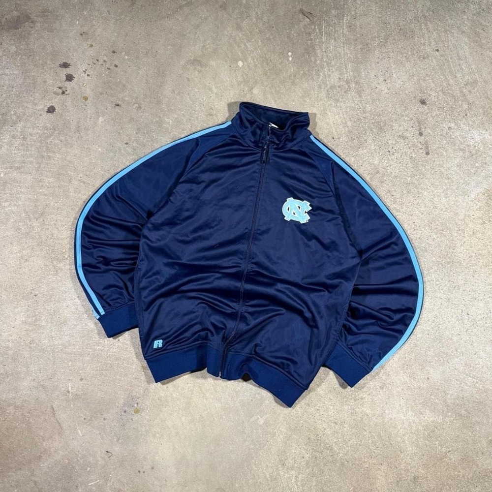 Vintage Y2K North Carolina striped university college full zip track jacket